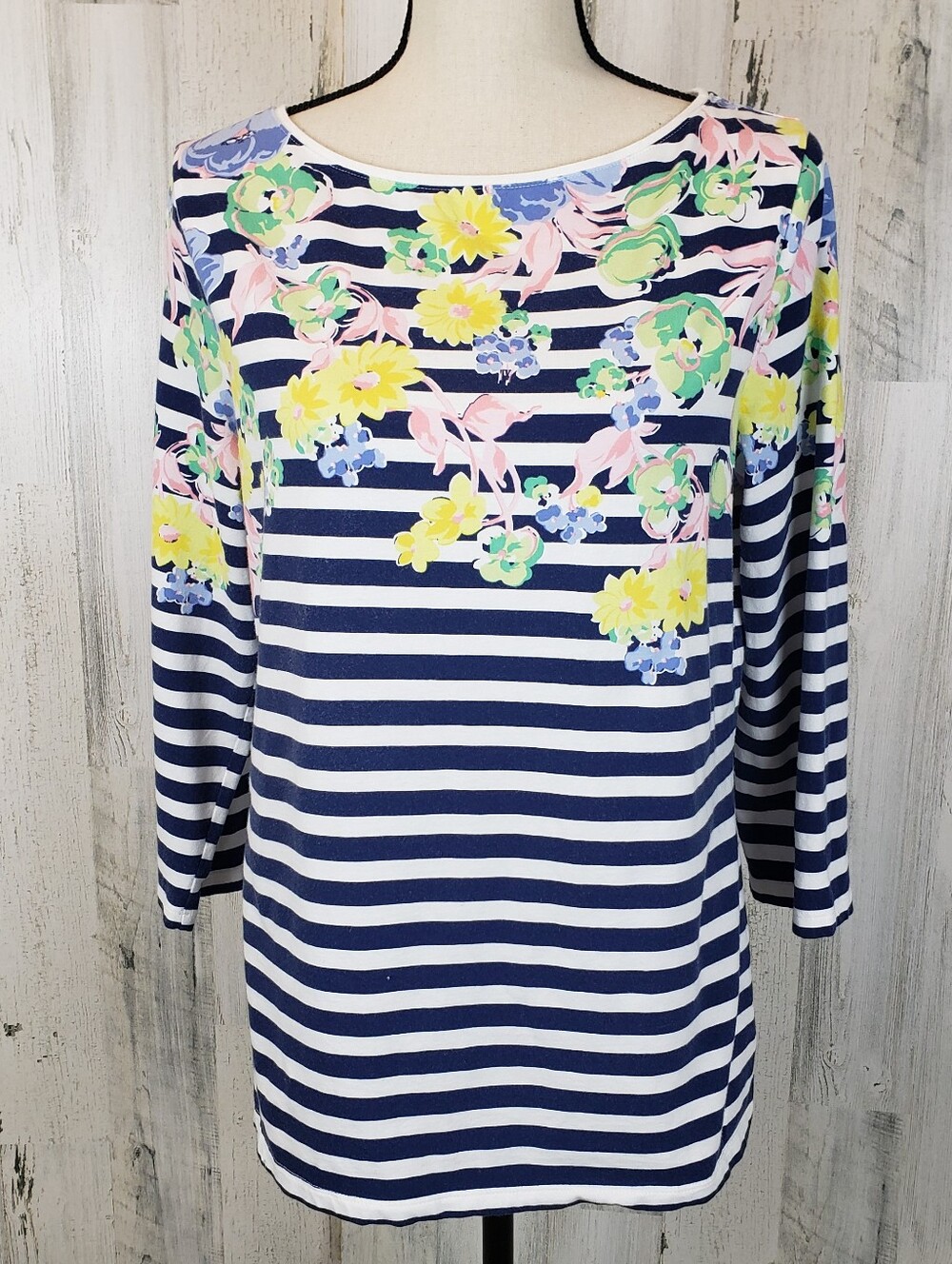 Talbots Striped And Floral Tee Size Large